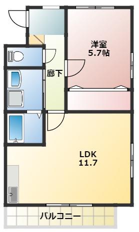 アモリールI(1LDK/3階)の間取り写真