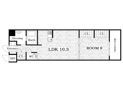 フェリーチェ駅東(1LDK/2階)の間取り写真