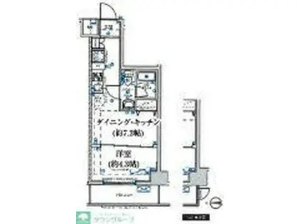 マテリア千住大橋(1DK/6階)の間取り写真