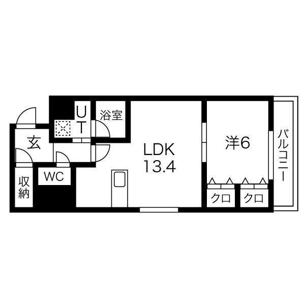 S-RESIDENCE 学園坂(1LDK/4階)の間取り写真