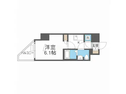 ファーストフィオーレ谷町六丁目フェリシア(1K/9階)の間取り写真