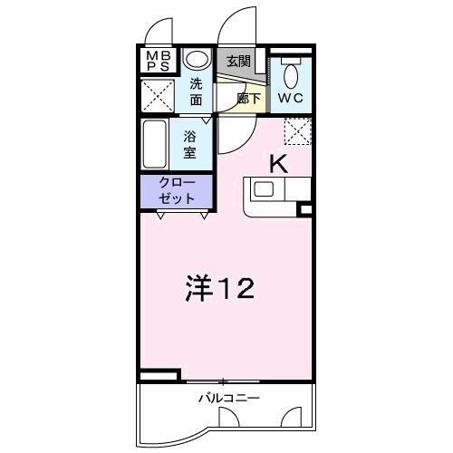 はなみずきM(1K/1階)の間取り写真
