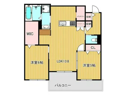 ルミエール ドゥ ソレイユ(2LDK/2階)の間取り写真