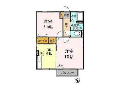 メゾンエクレールB(2DK/2階)の間取り写真