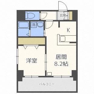 サンコート本通ガーデンヒルズ(1LDK/5階)の間取り写真