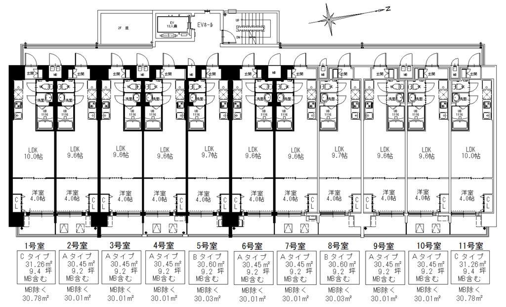 AND TERRACE 文の里(1LDK/2階)の間取り写真