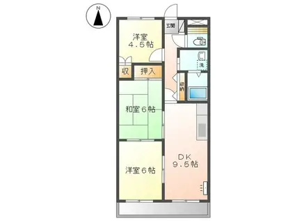 オリオンパレスII番館(3DK/2階)の間取り写真