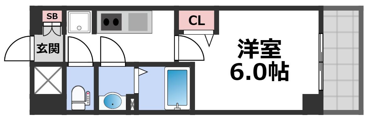 スプランディッド天王寺パークサイド(1K/11階)の間取り写真
