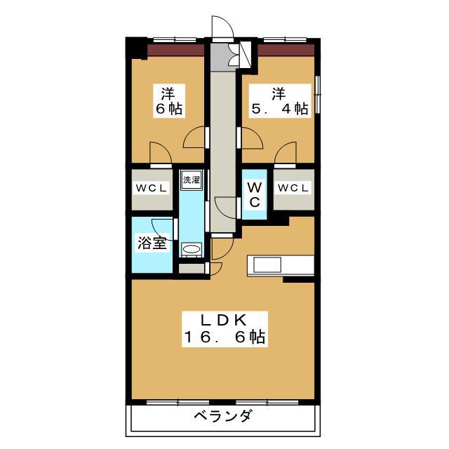 クレア立川(2LDK/2階)の間取り写真
