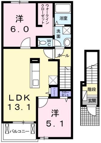 ＪＲ徳島線 鮎喰駅 徒歩17分 2階建 築13年(2LDK/2階)の間取り写真