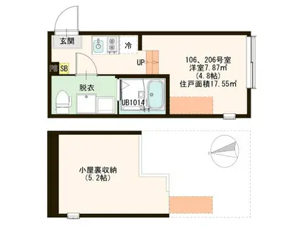 シャルマンシーナ六町(ワンルーム/1階)の間取り写真