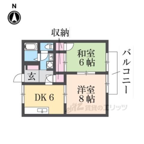 フレグランスⅡ(2DK/2階)の間取り写真