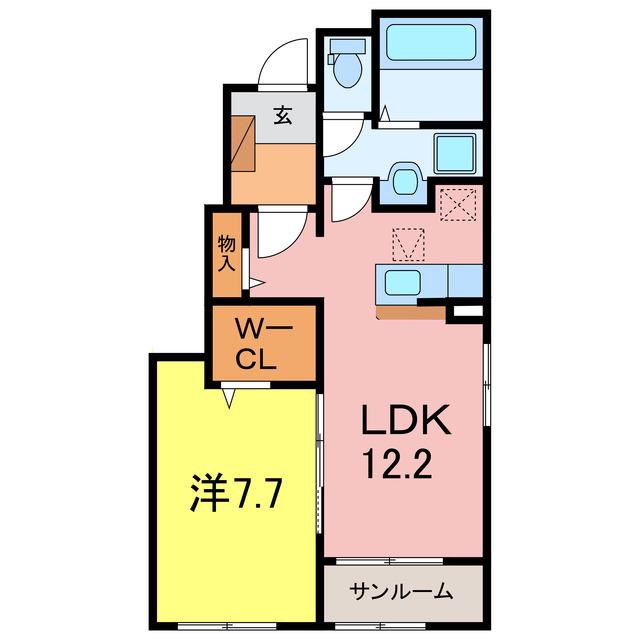 マイ イーリス(1LDK/1階)の間取り写真