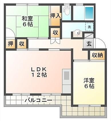 メゾン ポレール(2LDK/1階)の間取り写真