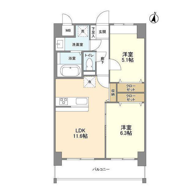 ルーカス長崎諫早I(2LDK/8階)の間取り写真
