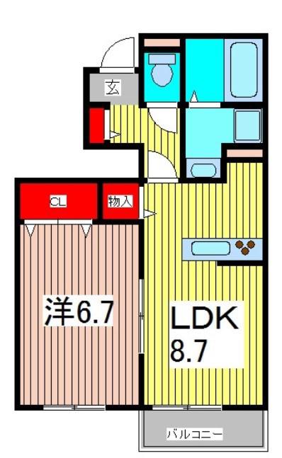 AVENIR AKAI A(1LDK/1階)の間取り写真