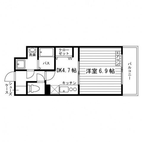 COZY植田東(1DK/2階)の間取り写真