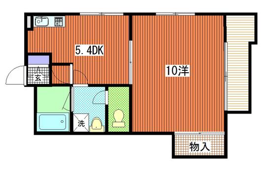 イーストハウス(1DK/2階)の間取り写真