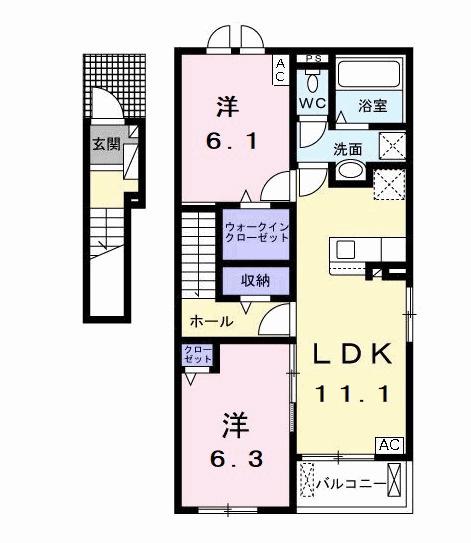 アルドーレII(2LDK/2階)の間取り写真