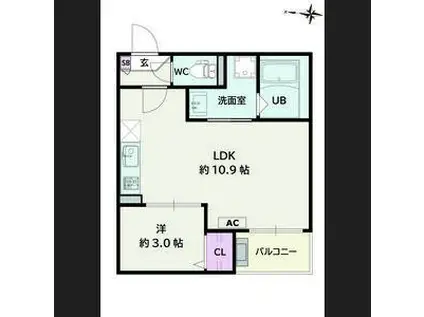 JACK HARUTAI(1LDK/1階)の間取り写真