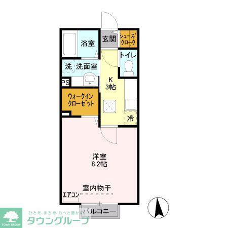 サンクテュエールII(1K/1階)の間取り写真