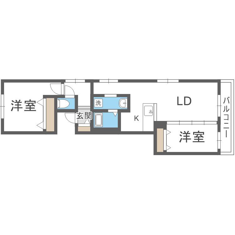 アルファスクエア宮の森2条(2LDK/3階)の間取り写真