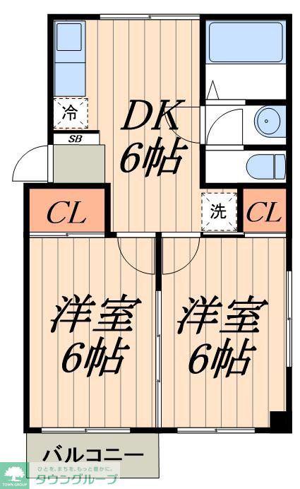 モトハシハイツ(2DK/3階)の間取り写真