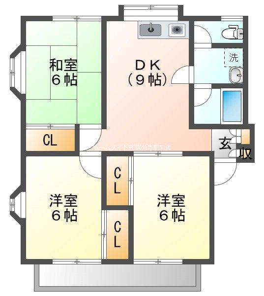 エスポワール壱番館(3DK/2階)の間取り写真