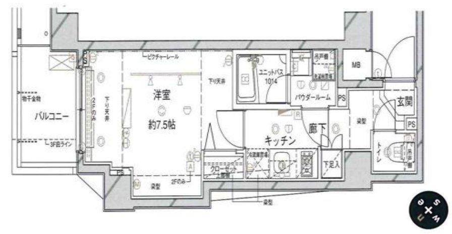 ステージファースト東新宿(1K/2階)の間取り写真
