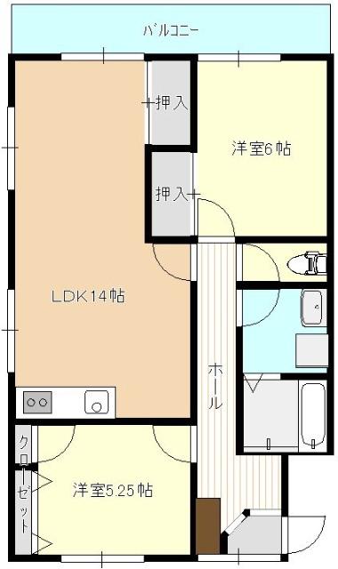 グリーンヒルズ名切(2LDK/2階)の間取り写真
