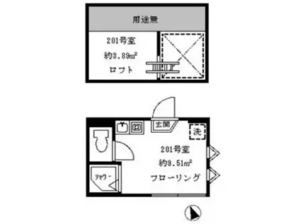 フェリスホルン(ワンルーム/2階)の間取り写真