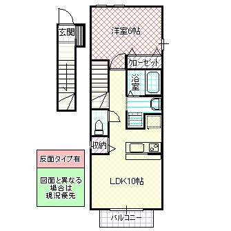 ボヌール・ラコンテ(1LDK/2階)の間取り写真