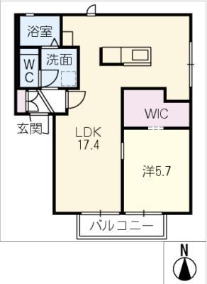 ラビアンローゼT・R・S(1LDK/2階)の間取り写真