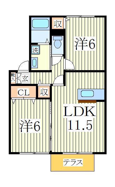 キャトルセゾンC棟(2LDK/1階)の間取り写真
