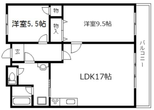 パレロイヤル西陣佐わらび(2LDK/9階)の間取り写真