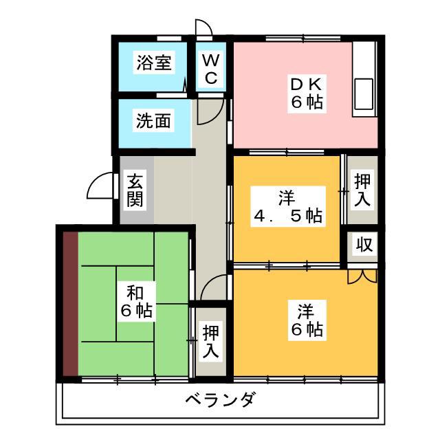 陽和ハイツ(3DK/2階)の間取り写真