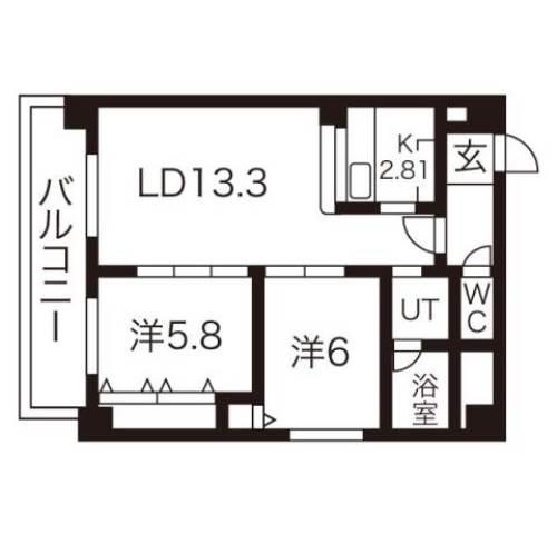 サンクドゥ(2LDK/3階)の間取り写真