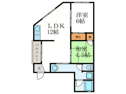 KMビル(2LDK/3階)の間取り写真