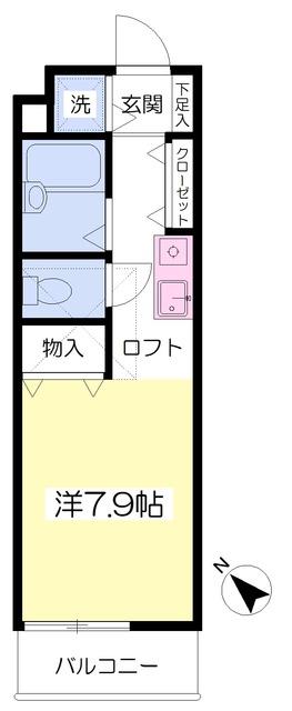 イデアル塚田C(ワンルーム/2階)の間取り写真