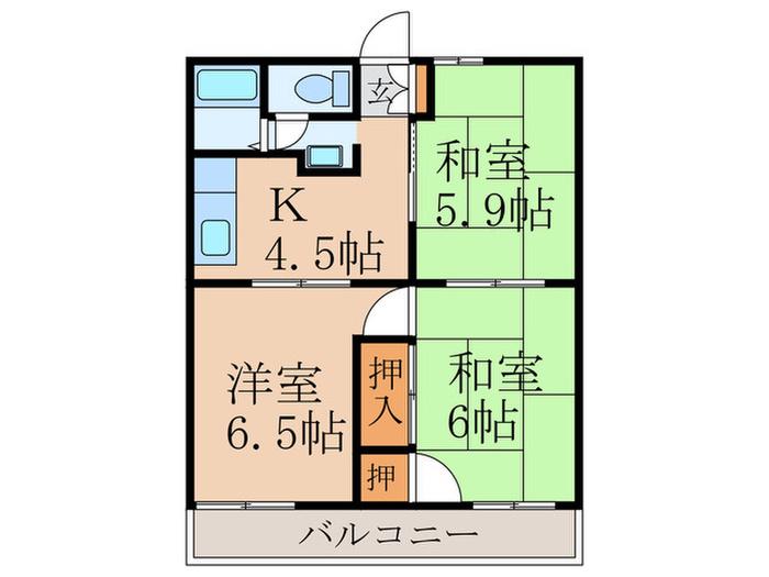 タウニーズ(3K/2階)の間取り写真