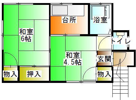三富アパート(2K/2階)の間取り写真