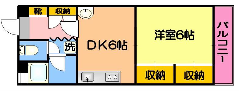 共研ビル(1DK/3階)の間取り写真
