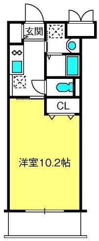 カメリア本町(1K/3階)の間取り写真