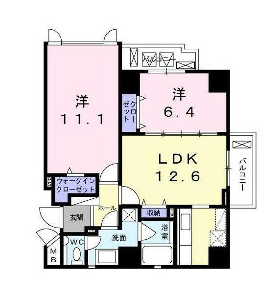 テラスイーストフォー(2LDK/7階)の間取り写真