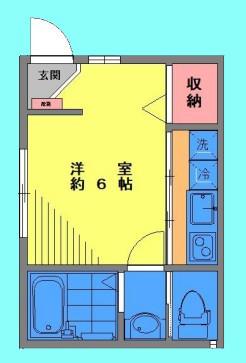 ROOM-K(1K/1階)の間取り写真
