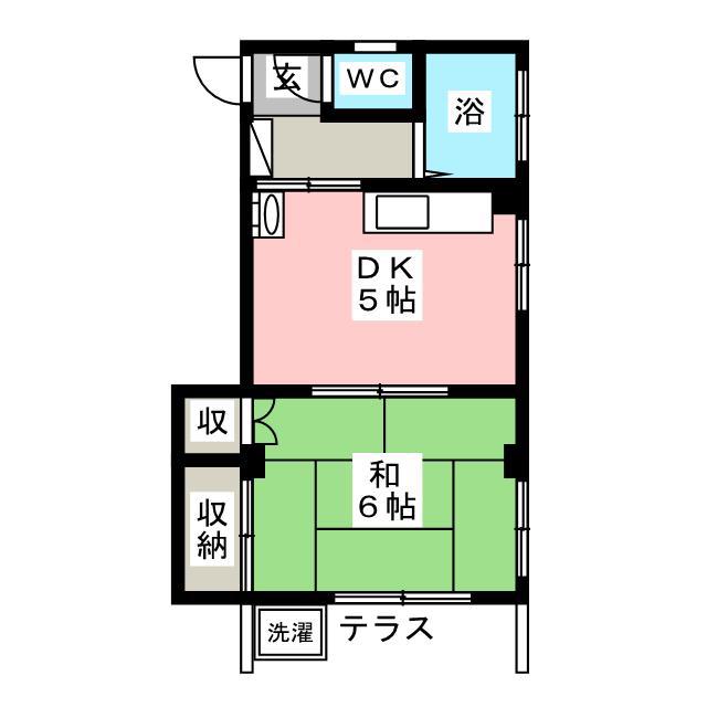 葭葉マンション(1DK/3階)の間取り写真