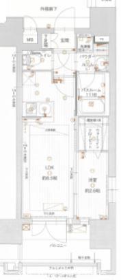 グランフォーレ プライム 神屋町(1LDK/14階)の間取り写真