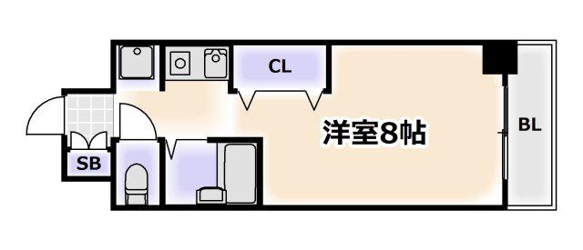 プロスペール夕陽丘(1K/1階)の間取り写真