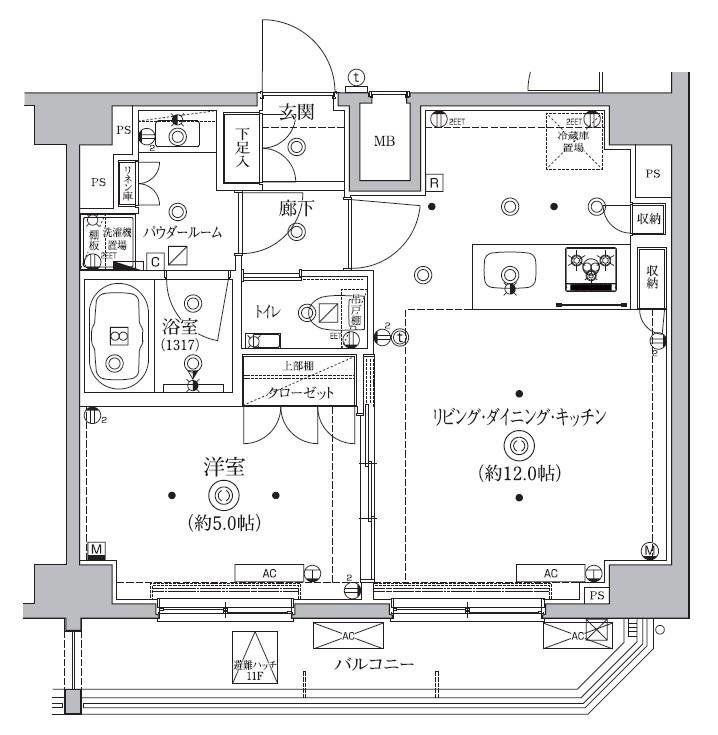 クオリタス南大井(1LDK/11階)の間取り写真