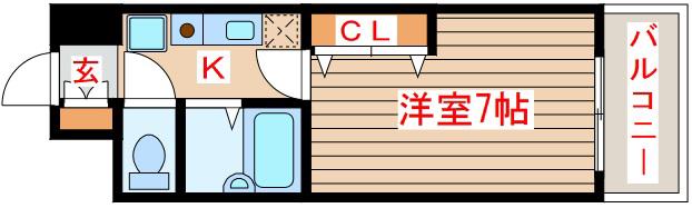 ベルシティ新寺(1K/6階)の間取り写真